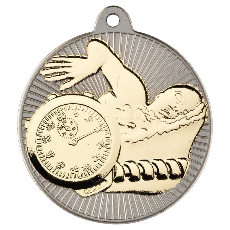 SWIMMING TWO COLOUR MEDAL MATT SILVER/BRONZE – 2in
