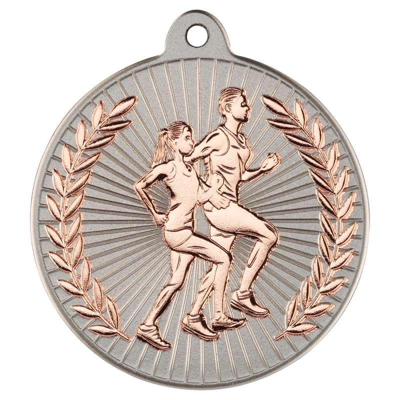 RUNNING TWO COLOUR MEDAL MATT SILVER/BRONZE - 2in