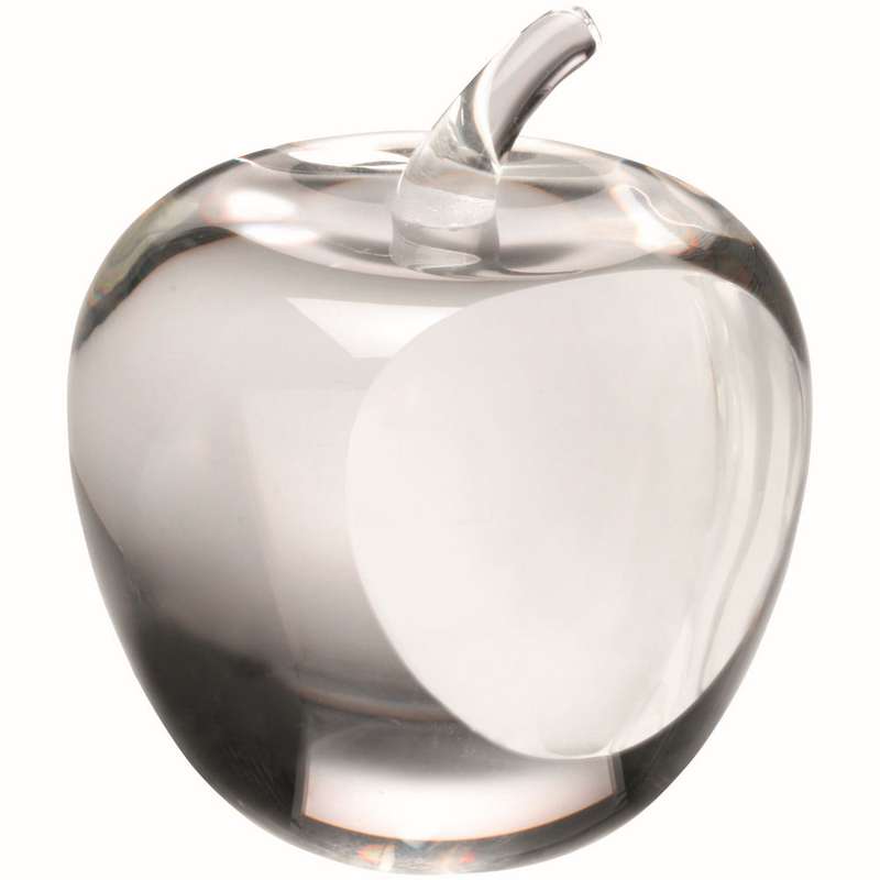 CLEAR GLASS APPLE PAPERWEIGHT WITH PRESENTATION CASE – 3.5in