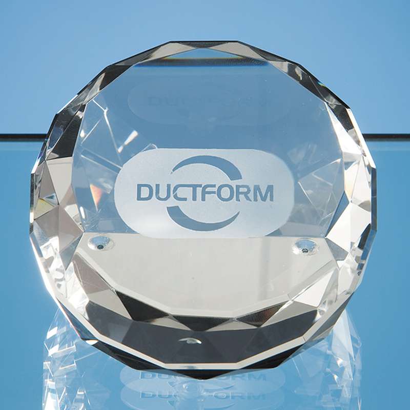 7.5cm Optical Crystal Sliced Wedge Paperweight