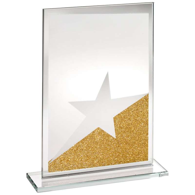 JADE GLASS RECTANGLE PLAQUE WITH GOLD/SILVER GLITTER DETAIL (4mm THICK) – 6.5in