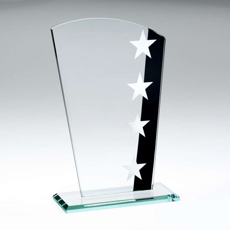 JADE GLASS SHIELD WITH SILVER/BLACK STAR DESIGN (4mm THICK) – 6.5in