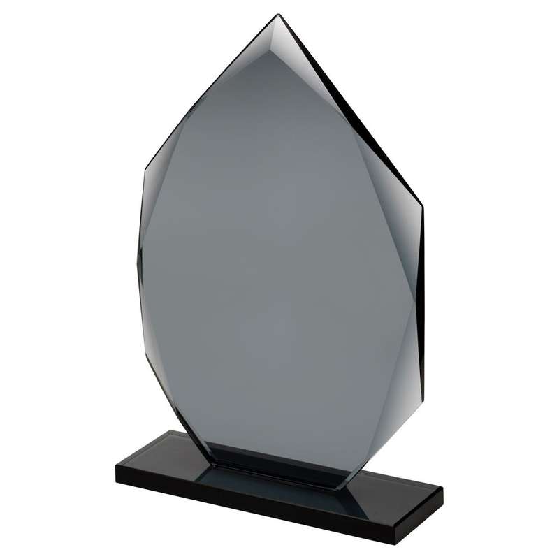 SMOKED BLACK GLASS DIAMOND PLAQUE (10mm THICK) – 7in