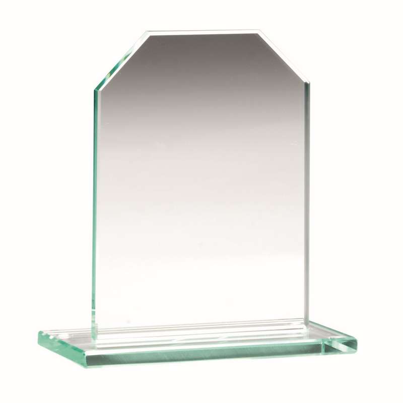 JADE GLASS CHAMFERED RECTANGLE PLAQUE (6mm THICK) – 3.75in