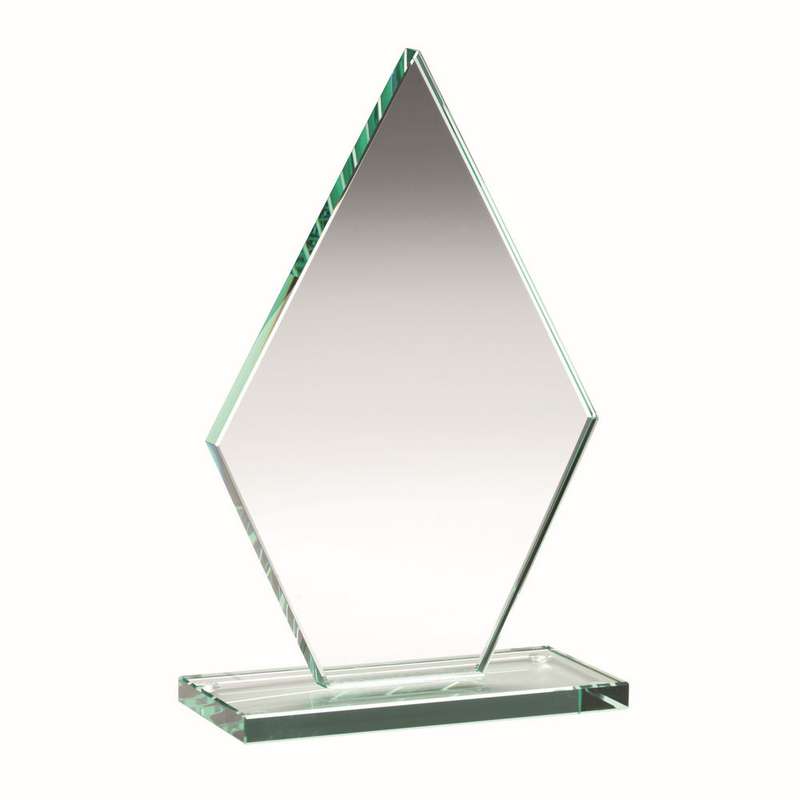 JADE GLASS TALL DIAMOND PLAQUE (10mm THICK) – 7in